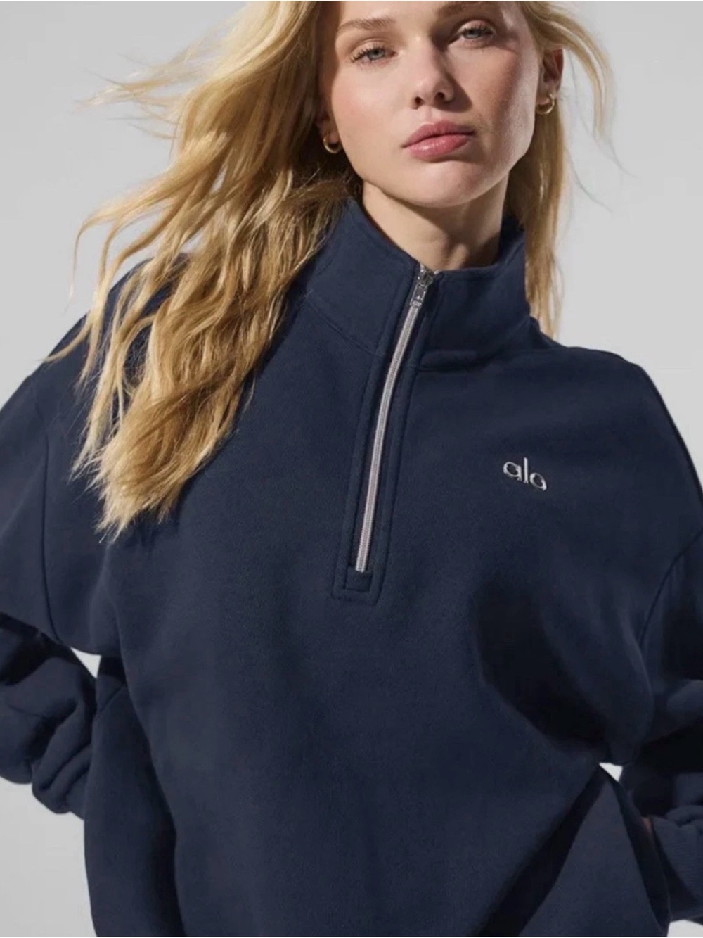 NEW Alo Yoga Accolade 1/4 Zip Pullover Sweatshirt Black Size M L - Picture 3 of 8